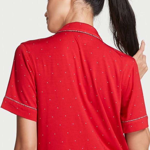 VS L Heavenly Modal Short PJ Set Red w/White Polka Dots NWT - Picture 9 of 15